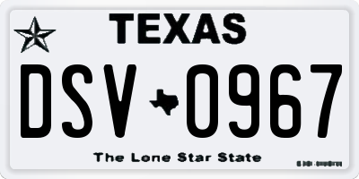 TX license plate DSV0967