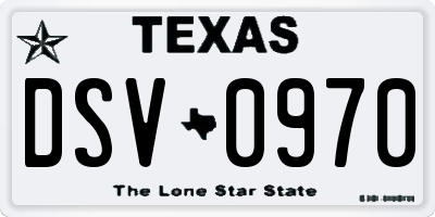 TX license plate DSV0970