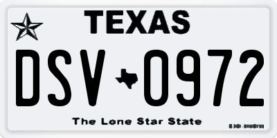 TX license plate DSV0972