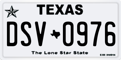 TX license plate DSV0976