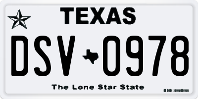 TX license plate DSV0978