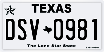 TX license plate DSV0981