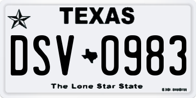 TX license plate DSV0983