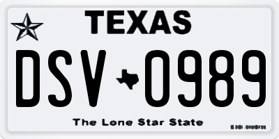 TX license plate DSV0989
