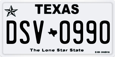 TX license plate DSV0990