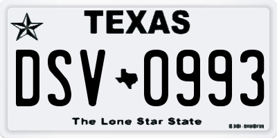 TX license plate DSV0993