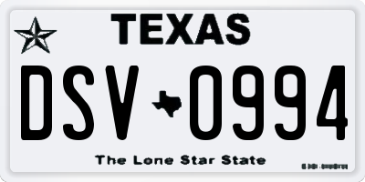 TX license plate DSV0994