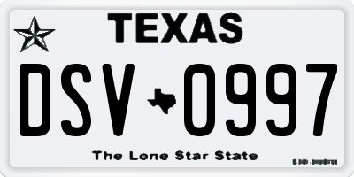 TX license plate DSV0997