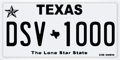 TX license plate DSV1000