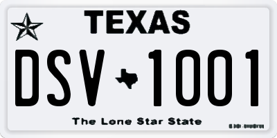 TX license plate DSV1001