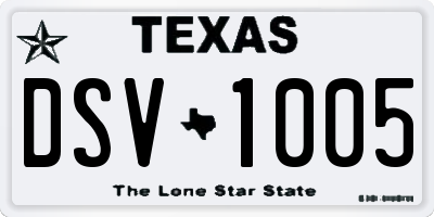 TX license plate DSV1005