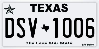 TX license plate DSV1006