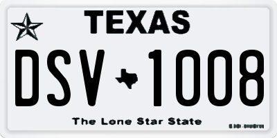 TX license plate DSV1008
