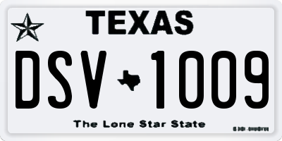 TX license plate DSV1009