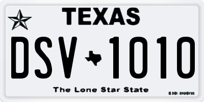 TX license plate DSV1010
