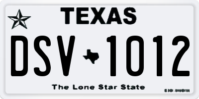 TX license plate DSV1012