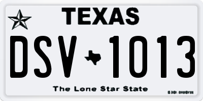 TX license plate DSV1013
