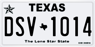 TX license plate DSV1014