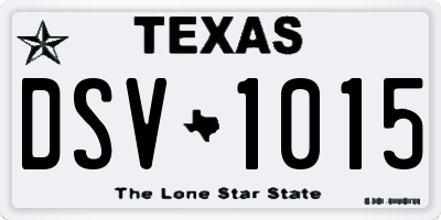 TX license plate DSV1015