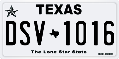 TX license plate DSV1016