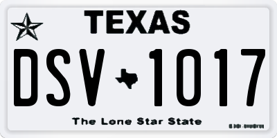 TX license plate DSV1017