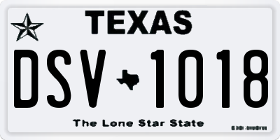 TX license plate DSV1018