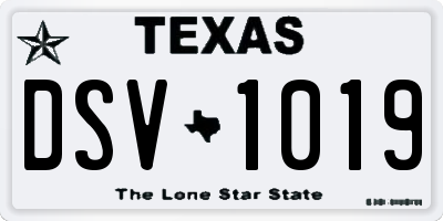 TX license plate DSV1019