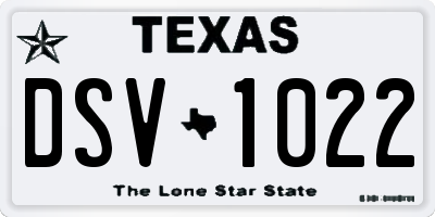TX license plate DSV1022