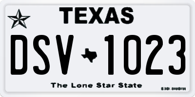 TX license plate DSV1023