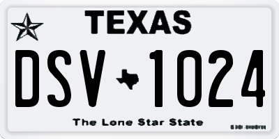 TX license plate DSV1024
