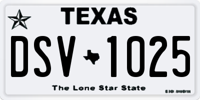 TX license plate DSV1025