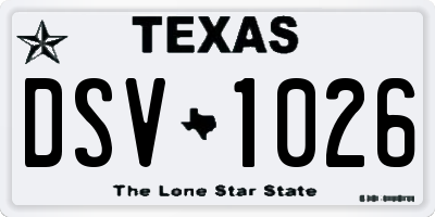 TX license plate DSV1026
