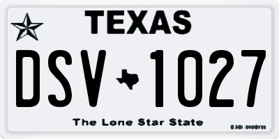 TX license plate DSV1027