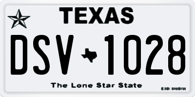 TX license plate DSV1028