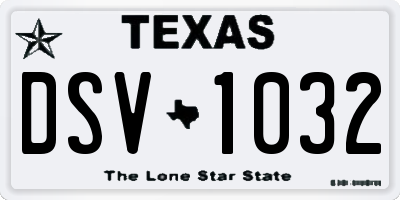 TX license plate DSV1032