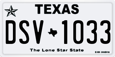 TX license plate DSV1033