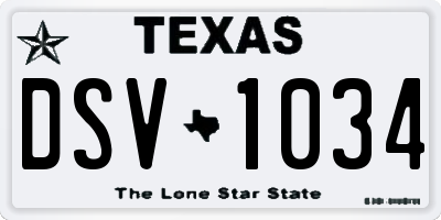 TX license plate DSV1034