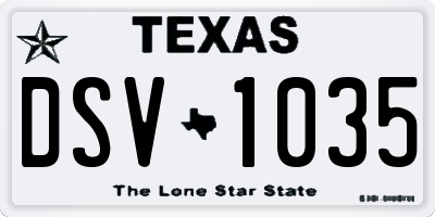 TX license plate DSV1035