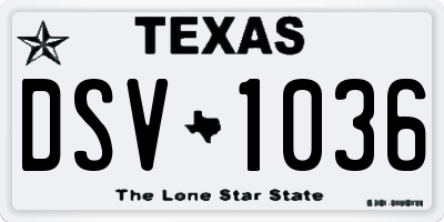 TX license plate DSV1036