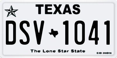 TX license plate DSV1041