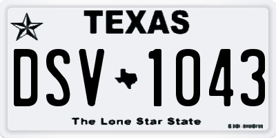 TX license plate DSV1043