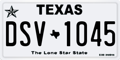 TX license plate DSV1045