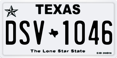 TX license plate DSV1046