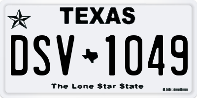 TX license plate DSV1049