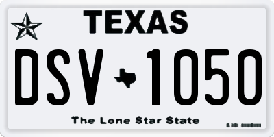 TX license plate DSV1050