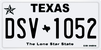TX license plate DSV1052
