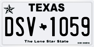 TX license plate DSV1059