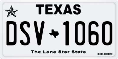 TX license plate DSV1060