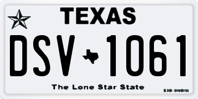 TX license plate DSV1061