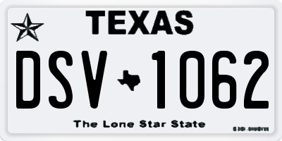 TX license plate DSV1062